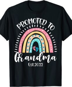 Promoted To Grandma EST 2022 Boho Rainbow Mother's Day Tee Shirt