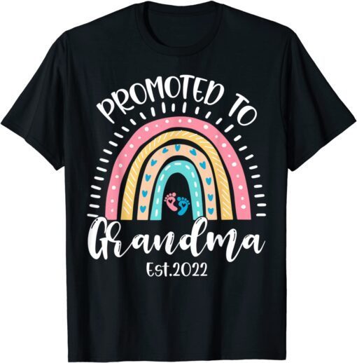 Promoted To Grandma EST 2022 Boho Rainbow Mother's Day Tee Shirt