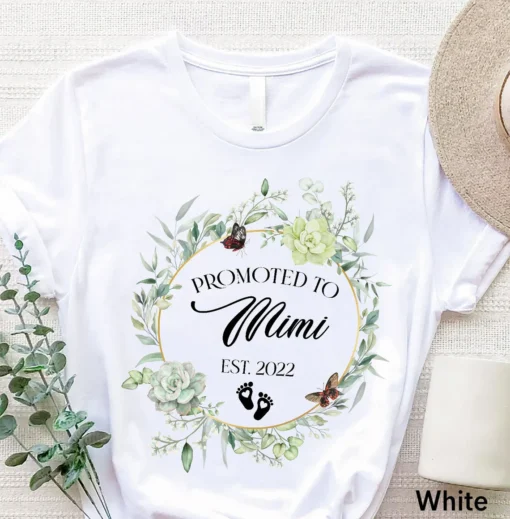 Promoted To Mimi 2022 Floral Butterfly Mother's Day Tee Shirt