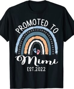 Promoted To Mimi EST 2022 Boho Rainbow Mother's Day Tee Shirt