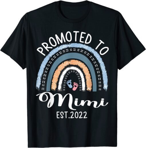 Promoted To Mimi EST 2022 Boho Rainbow Mother's Day Tee Shirt