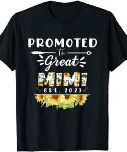 Promoted to Great Mimi Est 2023 Floral First Time Grandma Tee Shirt