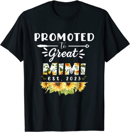 Promoted to Great Mimi Est 2023 Floral First Time Grandma Tee Shirt