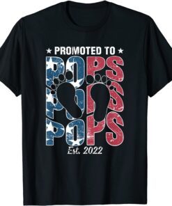 Promoted to Pops Est 2022 Men USA Flag First Time Grandpa Tee Shirt