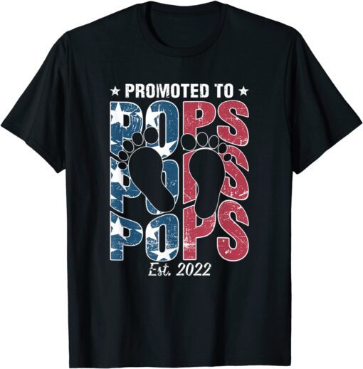 Promoted to Pops Est 2022 Men USA Flag First Time Grandpa Tee Shirt