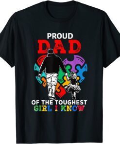 Proud Dad Of The Toughest Girl I Know Cute Puzzle Heart Tee Shirt