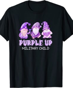 Purple Up For Military Kids Military Child Month Gnome Tee Shirt