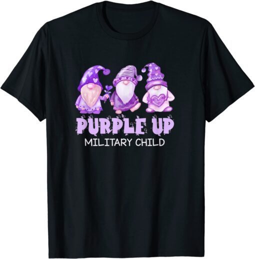 Purple Up For Military Kids Military Child Month Gnome Tee Shirt