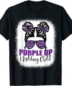 Purple Up For Military Messy Bun Military Child Month Tee Shirt