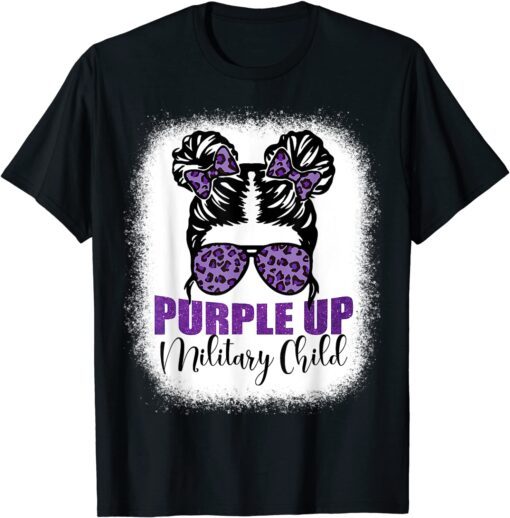 Purple Up For Military Messy Bun Military Child Month Tee Shirt