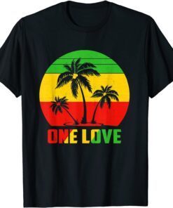 Rasta Reggae One Love Retro Vintage Sunset Jamaica Vacation Tee Shirt