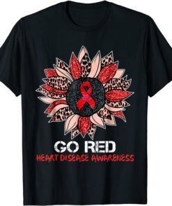 Red Heart Disease Awareness Month Ribbon Sunflower 2022 Shirt