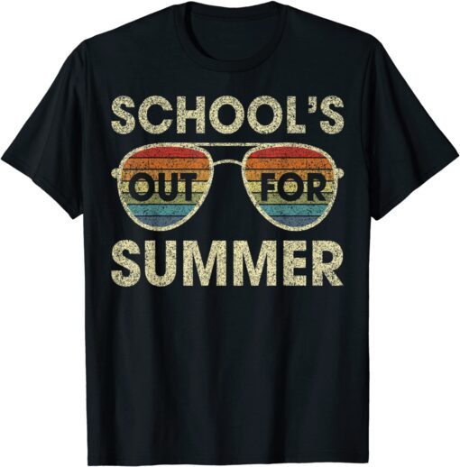 Retro Last Day Of School- Schools Out For Summer Teacher Day Tee Shirt