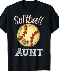 Softball Aunt Leopard Tee Ball Mother's Day Classic Shirt