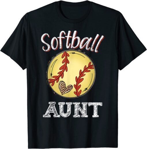 Softball Aunt Leopard Tee Ball Mother's Day Classic Shirt