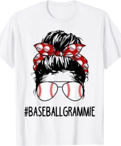 Softball Baseball Grammie Life Messy Bun Mother's Day Tee Shirt