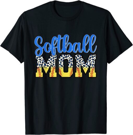 Softball Mom Baseball Mom Leopard Mother's Day 2022 Tee Shirt