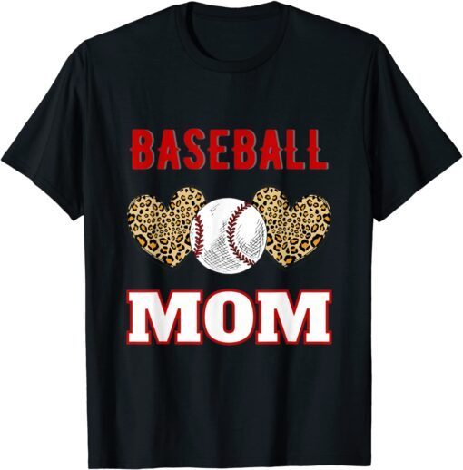 Softball Mom Leopard Ball Mom Mother's Day Tee Shirt