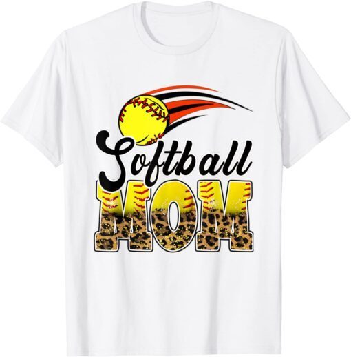 Softball Mom Leopard Baseball Mom Mother's Day T-Shirt