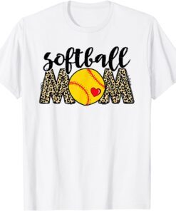 Softball Mom Leopard Baseball Sports Lovers Mother's Day 2022 Shirt