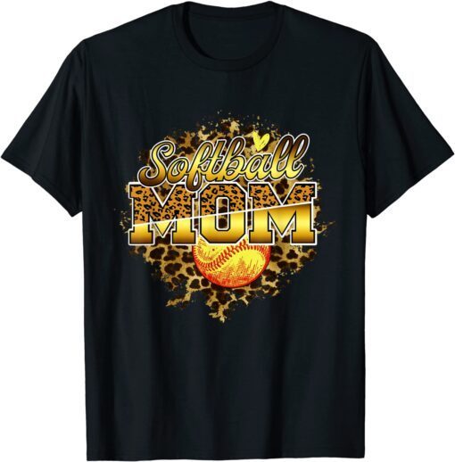 Softball Mom Leopard Softball Mom Mother's Day 2022 Tee Shirt