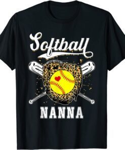 Softball Nanna Leopard Game Day Softball Mother's Day Tee Shirt