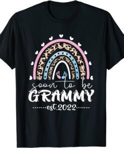 Soon To Be Grammy Est 2022 Mothers Day Leopard Rainbow Tee Shirt