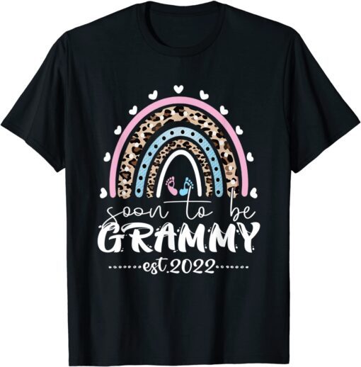 Soon To Be Grammy Est 2022 Mothers Day Leopard Rainbow Tee Shirt