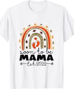 Soon To Be Mama Est 2022 Mother's Day Leopard Rainbow Tee Shirt