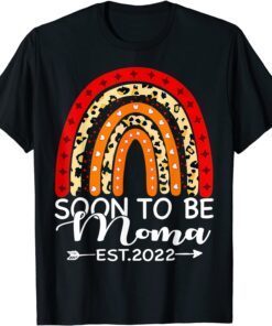 Soon To Be Moma Est 2022 Mother's Day Rainbow Leopard Tee Shirt