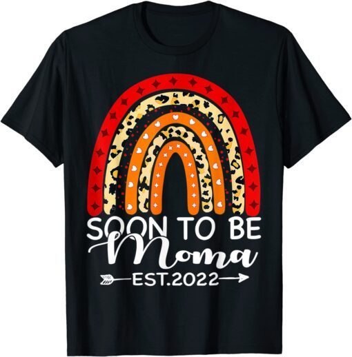 Soon To Be Moma Est 2022 Mother's Day Rainbow Leopard Tee Shirt