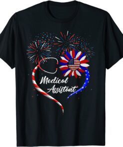 Stethoscope Sunflower Patriotic Medical Assistant 4th July T-Shirt