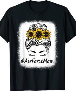 Sunflower Messy Bun Hair Air Force Mom Mothers Day Tee Shirt