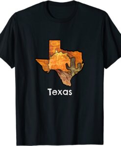 Texas Shaped Desert Scenery Tee Shirt