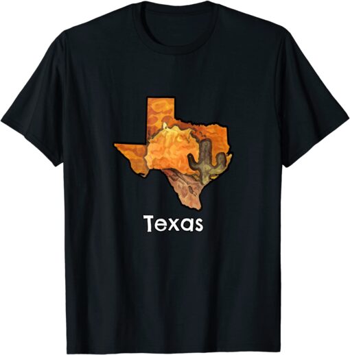 Texas Shaped Desert Scenery Tee Shirt