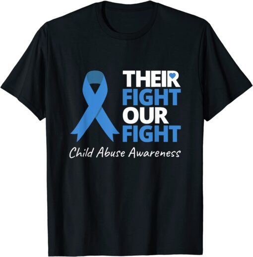 Their Fight Our Fight Child Abuse Awareness Blue Ribbon Tee Shirt