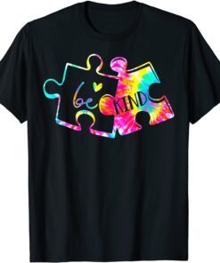 Tie Dye Puzzle Pieces Be Kind Autism Awareness Holding Tee Shirt