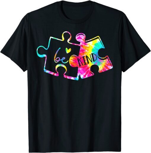 Tie Dye Puzzle Pieces Be Kind Autism Awareness Holding Tee Shirt