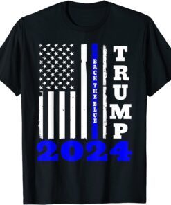 Trump 2024 Back The Blue American Flag 4th Of July Tee Shirt