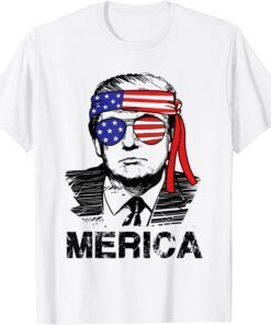 Trump 4th of July Merica USA American Flag Vintage Tee Shirt