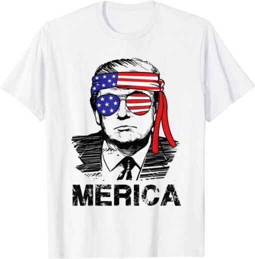 Trump 4th of July Merica USA American Flag Vintage Tee Shirt