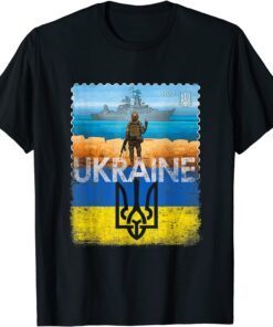 Ukraine Postage Stamp Flag Pride 2022 Tee Shirt