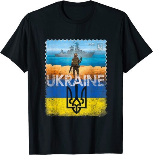 Ukraine Postage Stamp Flag Pride 2022 Tee Shirt