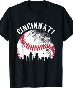 Vintage Cincinnati Skyline City Baseball Tee Met At Gameday Tee Shirt