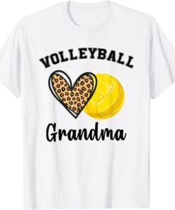 Volleyball Grandma Leopard Heart Sports Players Mothers Day Tee Shirt