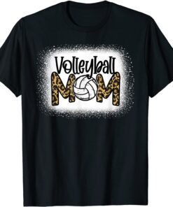 Volleyball Mom Leopard Bleached Mother's Day Tee Shirt