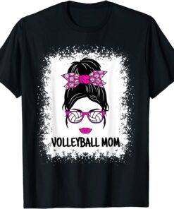 Volleyball Mom Messy Bun Volleyball Ladies T-Shirt