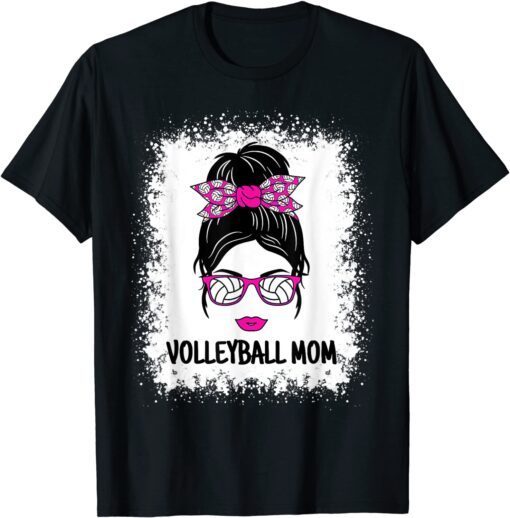 Volleyball Mom Messy Bun Volleyball Ladies T-Shirt