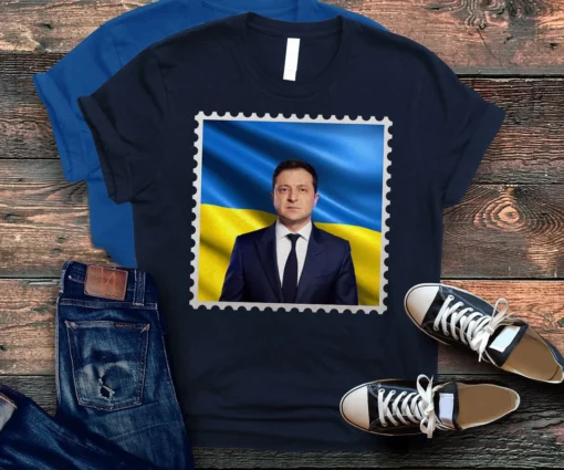 Volodymyr Zelensky Ukrainisch Flag Stempel Tee Shirt