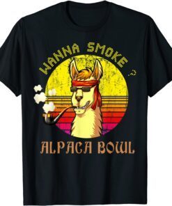 Wanna Smoke Alpaca Bowl Vintage Retro Lover Tee Shirt